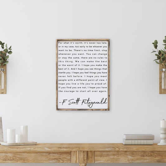 F. Scott Fitzgerald Wood Sign